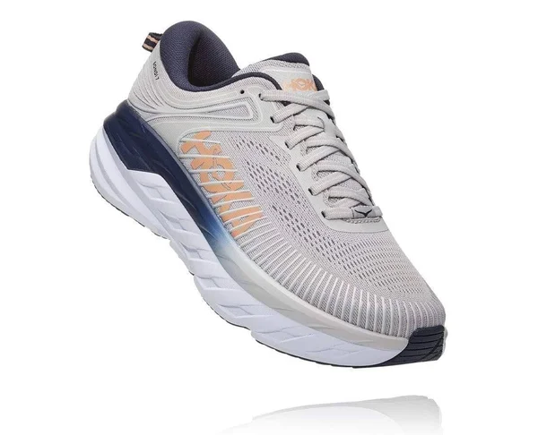 Hoka One One Bondi 7 Wide 7.5, Lunar Rock/Black Iris LRBI (Women's)