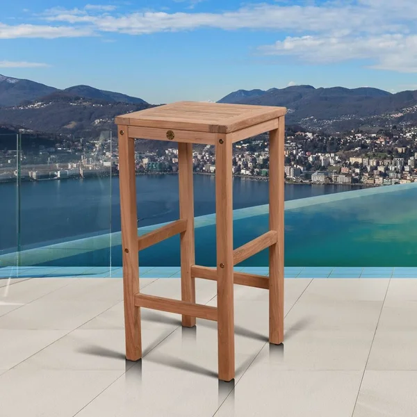 Tottenville Teak Backless Patio Barstool by Havenside Home
