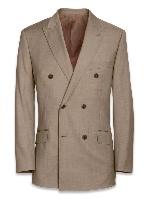 Men's Suit - Classic Fit in Solid Tan Sharkskin, Paul Fredrick