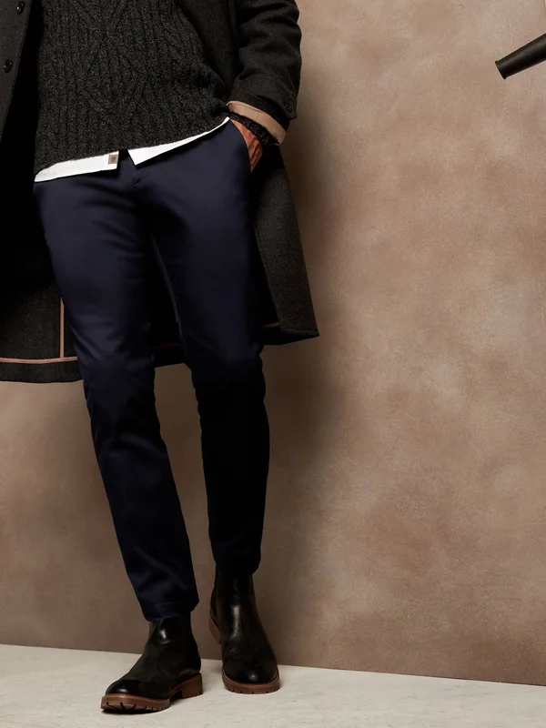 Banana Republic Men's Aiden Slim Core Temp Pant Midnight Navy Blue Size 33W 32L
