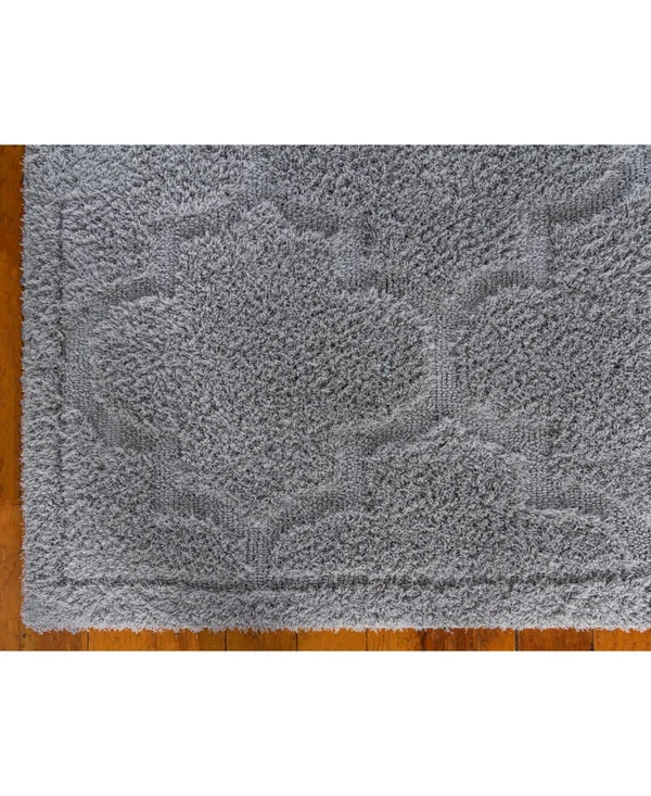 Unique Loom Traditional Trellis Shag Runner Rug - 2& 7 x 10&, Gray