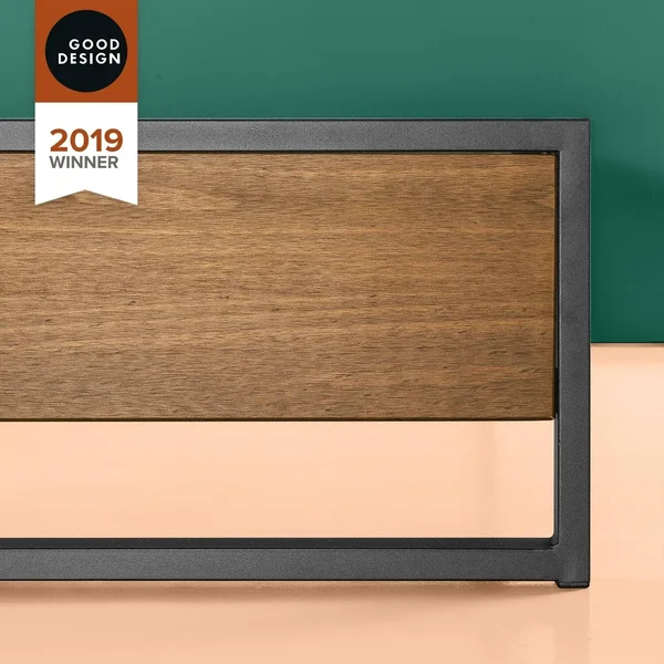 Priage by Zinus Good Design Winner 14 inch Brown Metal and Wood Platforma Bed (Queen)