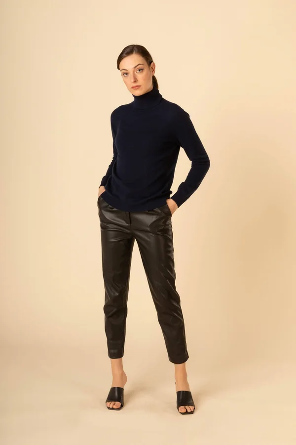 Women's Cashmere Classic Turtleneck Blue - Gobi Cashmere - XL, Navy, WK05-1479