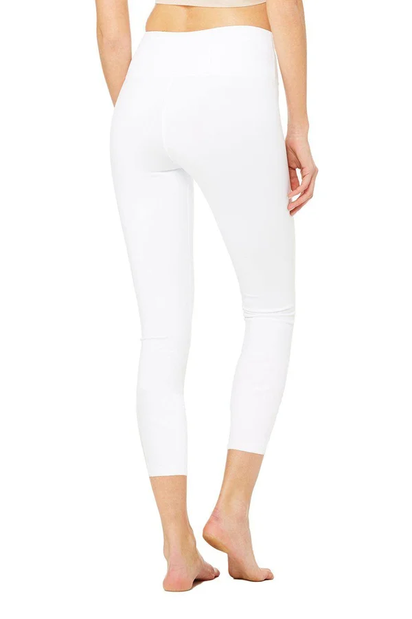 Alo High Waist Airbrush Capris (White) Women's Capri