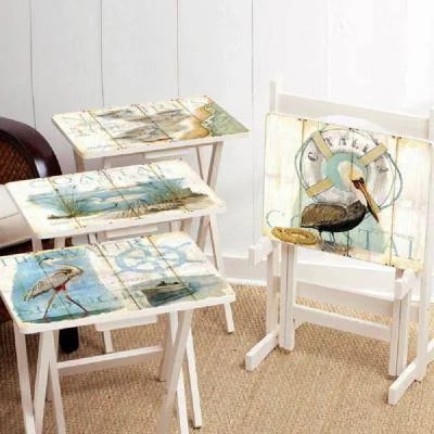 Cape Craftsmen Shore Birds TV Tray with Stand (Set of 4), Men's, Size: 24.75