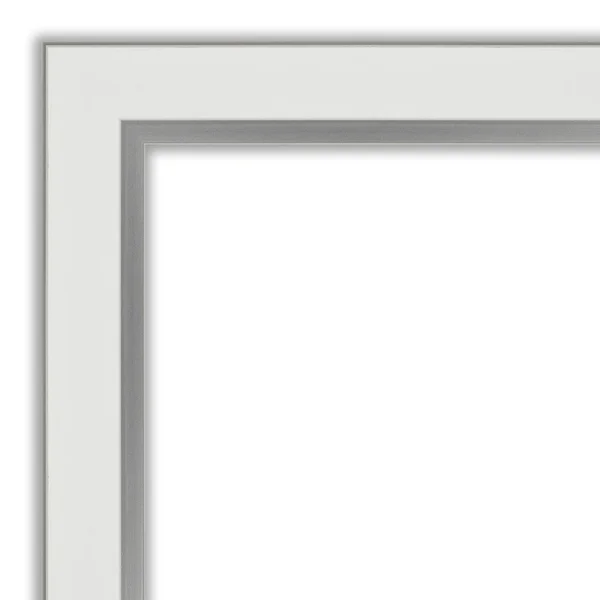 Choose Your Custom size, 34-in SIDE, Eva White Silver Narrow Framed Wall Mirror - 41 x 34-Inch