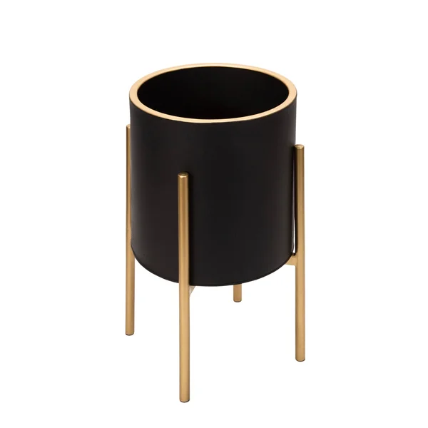 Sagebrook Home Set of 2 Planter on Metal Stand - BLACK/GLD