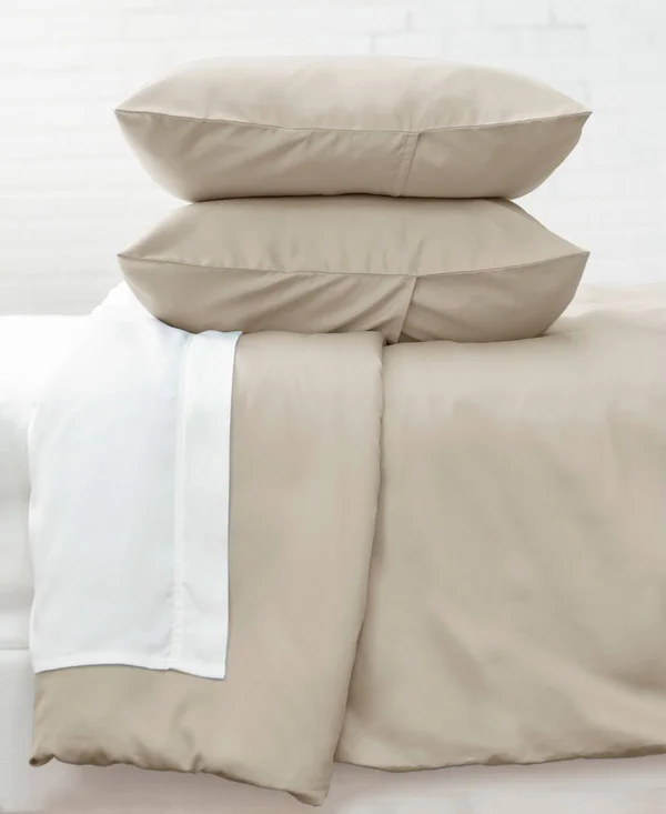 Kensington 3 Piece Duvet Set by Welhome - Size: Full, Queen, Buff