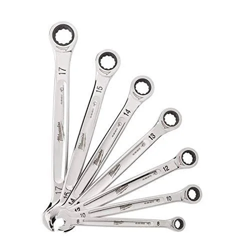 Milwaukee 932464993 Max Bite Ratcheting Metric Combination Spanner Set - 7 Piece, Red P8J1KSM