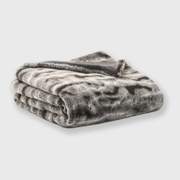 60"x50" Rabbit Faux Fur Ombre Decorative Throw - Evergrace