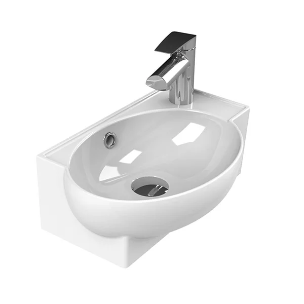 Nameeks Mini White Ceramic Wall-Mount Rectangular Bathroom Sink with Overflow Drain (17.5-in x 11.2-in), Cera 001300-U-1H