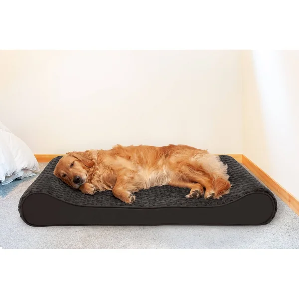 FurHaven Pet Bed, Cooling Gel Ultra Plush Luxe Lounger Dog Bed - Chocolate - Giant