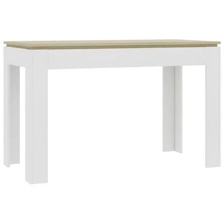 Kepooman Dining Table, Home Rectangle Dining Table for Living Room, White and Sonoma Oak