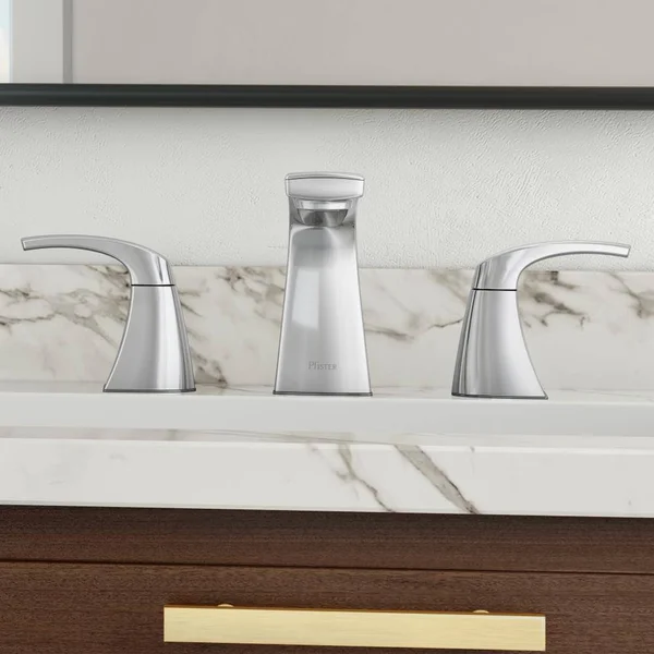 Pfister Karci Polished Chrome 2-Handle 8-in Widespread WaterSense Bathroom Sink Faucet with Drain, LF-049-KACC