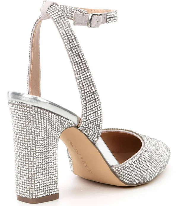 Chelsea Violet Mary Rhinestone Embellished Pointed Toe Pumps - 6M