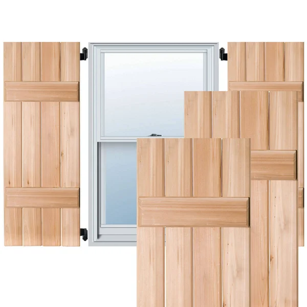 Noralco Industries - Inc. RWB15X058UNP 15x22W x 58x22H Exterior Four Board (2 Batten) Real Wood Pine Board-n-Batten Shutters (Per