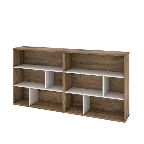 Bestar 22852-000009 Fom 2-Piece Asymmetrical Shelving Unit Set in Rustic Brown & Sandstone