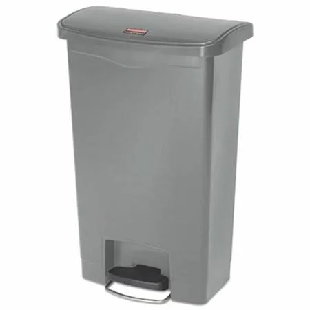 Rubbermaid Commercial Slim Jim Resin Step-On Container Front Step Style 13 Gal Gray (rcp1883602)