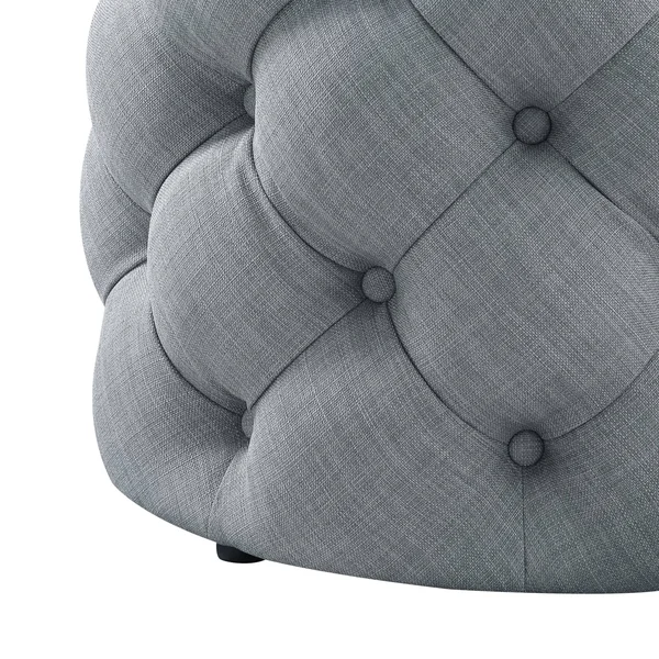 Inspired Home Ottoman Velvet or Linen Tufted Light Grey - Linen