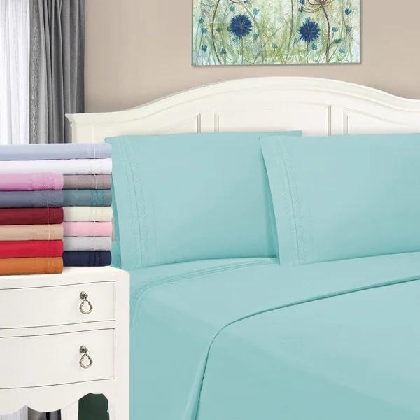 Superior Infinity Wrinkle Resistant Brushed Microfiber Embroidered Sheet Set (Twin XL - Pink)