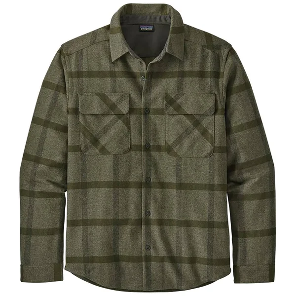 Patagonia Men's Long Sleeve Recycled Wool Shirt - Big Picture: Noble Grey, M