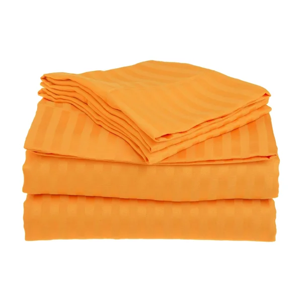 Superior Wrinkle Resistant Stripe Microfiber Deep Pocket Sheet Set (Orange - Full)