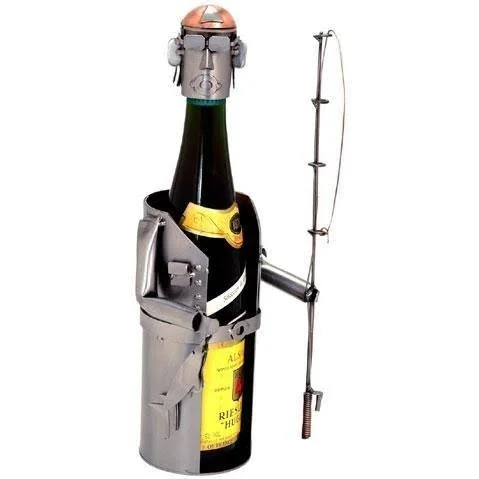 H & K Sculptures Fisherman 1 Bottle Tabletop Wine Rack