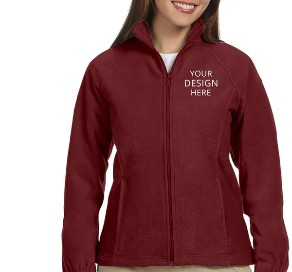 Custom Embroidered Harriton Women's Ladies 8 oz. Full-Zip Fleece, Size: Xs, Wine