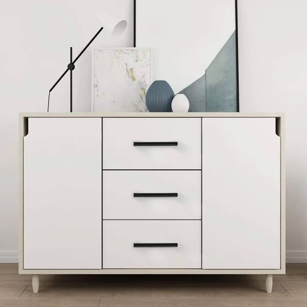 Fulgente European Modern Cabinet Pulls - Stainless Steel Kitchen Cabinets Hardware Drawer Handles Flat Black with Brushed Nickel