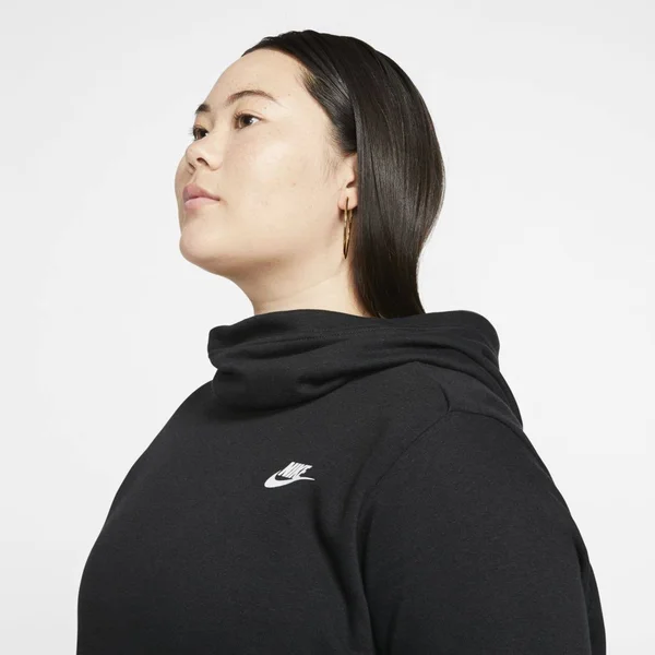 Nike Plus Size Fleece Funnel Neck Hoodie - Black/White - 2x