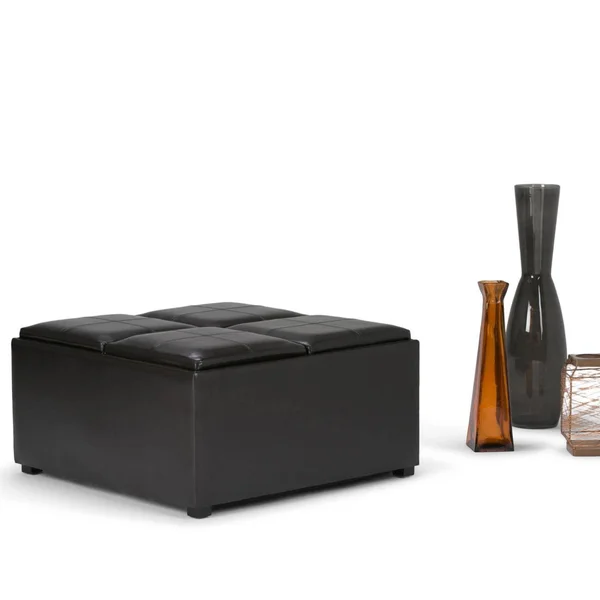 Wyndenhall Franklin 35 inch Wide Contemporary Square Table Ottoman (Tanners Brown)