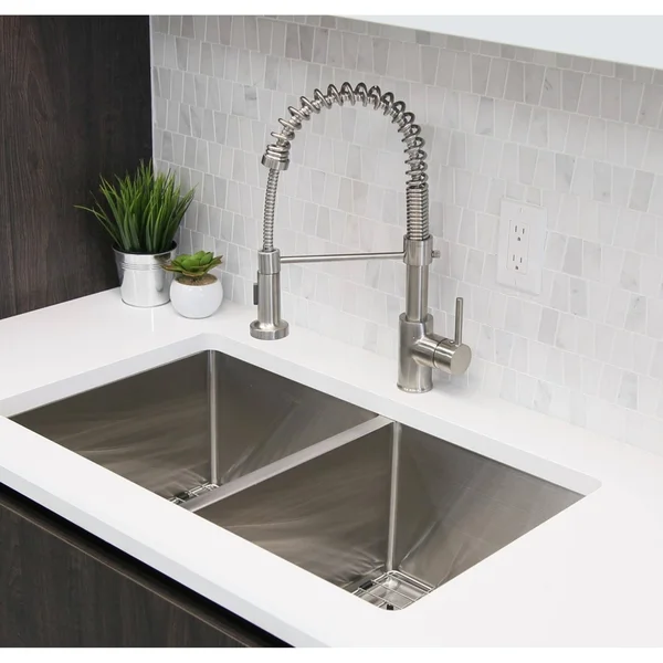 Stylish K-107B Pull Down Single Handle Kitchen Faucet with Side Spray Finish: Brushed Nickel