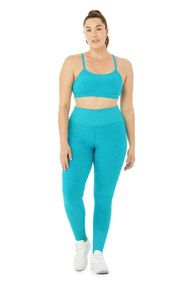 Alo Yoga, High-Waist Alosoft Lounge Legging in Bright Aqua Heather, Size: Xs
