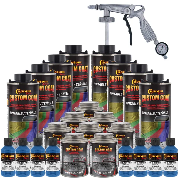 Custom Coat Reflex Blue 8 Liter Urethane Spray-On Truck Bed Liner Kit with (Free) Spray Gun
