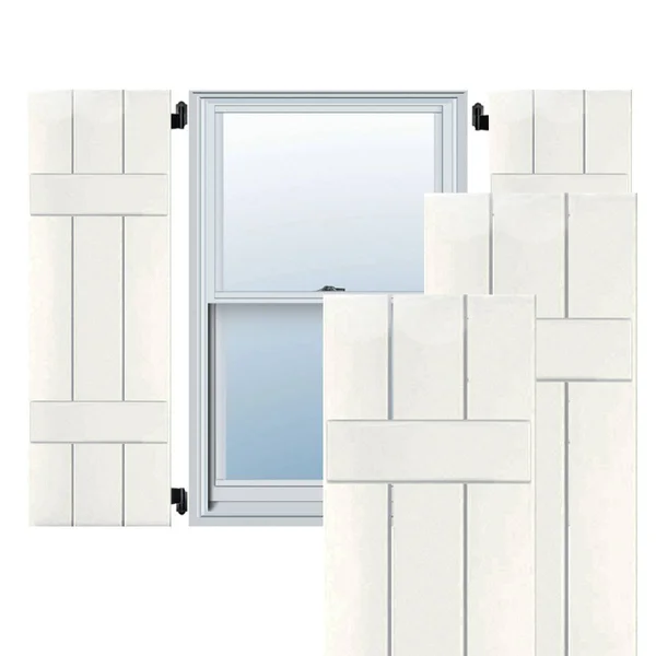 Ekena Millwork 2-Pack 12-in W x 55-in H White Board and Batten Wood Western Red Cedar Exterior Shutters - RWB12X055WHW