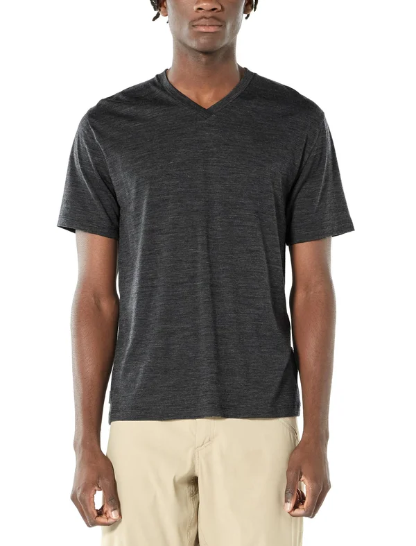 Icebreaker Men's Ravyn SS V Neck Top - Large - Jet Heather