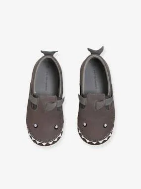 Elasticated Leather Booties - for Boys Grey