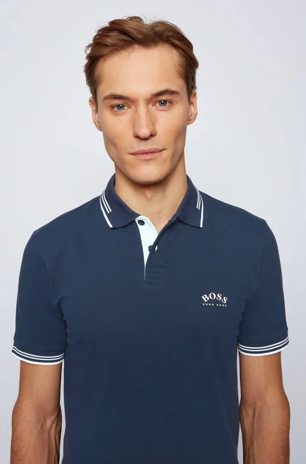 Boss Paul Curved Polo T Shirt Navy