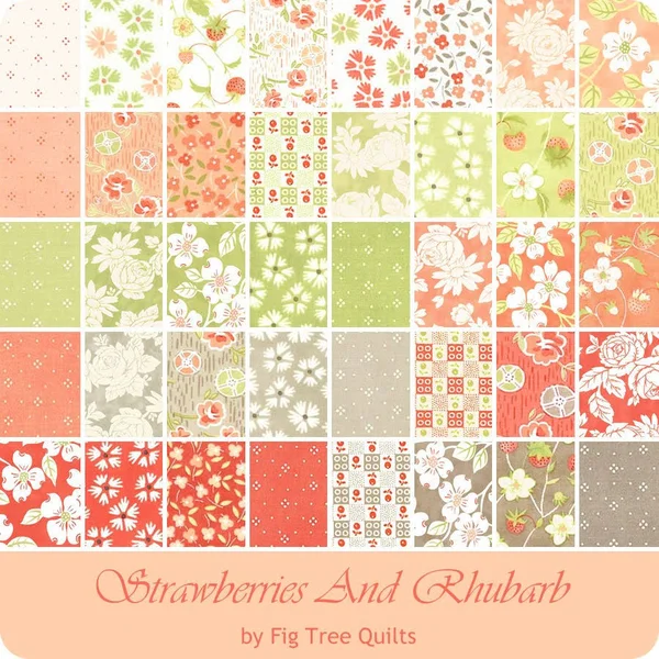 Moda Fabrics Strawberries & Rhubarb Fat Quarter Bundle, 18 x 22 inches