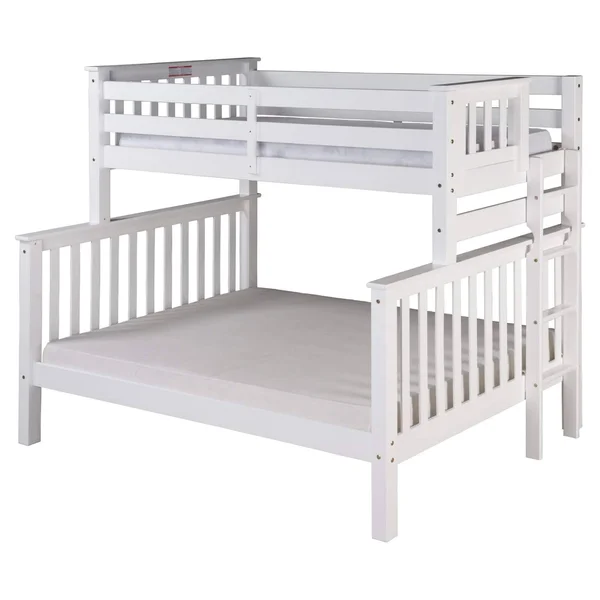 Camaflexi Santa Fe Mission Tall Bunk Bed Twin over Full - Bed End Ladder, White