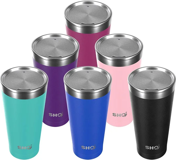 Sho Calix - Ultimate Insulated Stainless Steel Coffee Cup - 6 Hours Hot - 12 Hours Cold - 500ml - BPA Free (Bright Blue, 500ml)