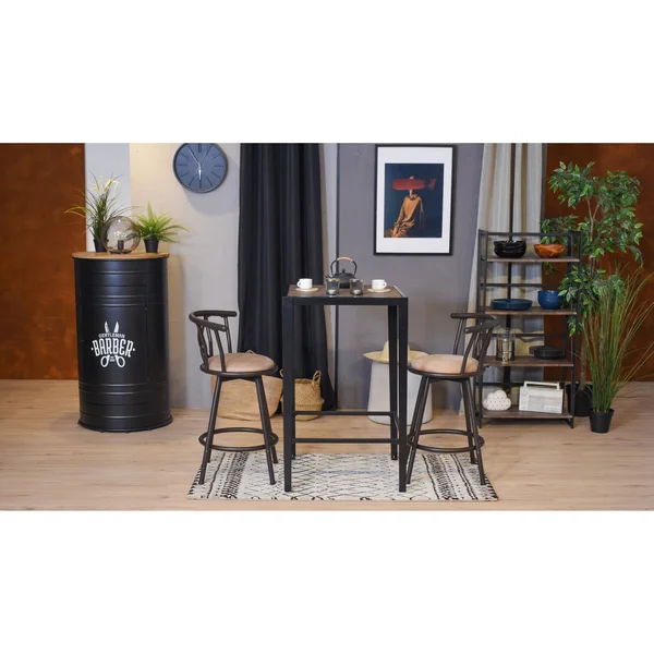 Furniturer Hailey 29 in. Brown Swivel Bar Stool (Set of 2)
