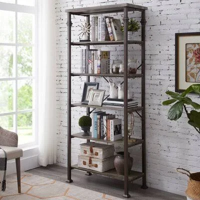 Industrial Bookcases - Vintage Open Etagere Bookshelf, Multi-functional Shelf Units for Collection Williston Forge Size: (5 Shelv