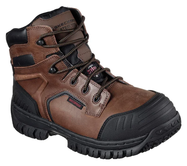 Skechers Men's Work Hartan Onkin Steel Toe Waterproof Boot, Dark Brown