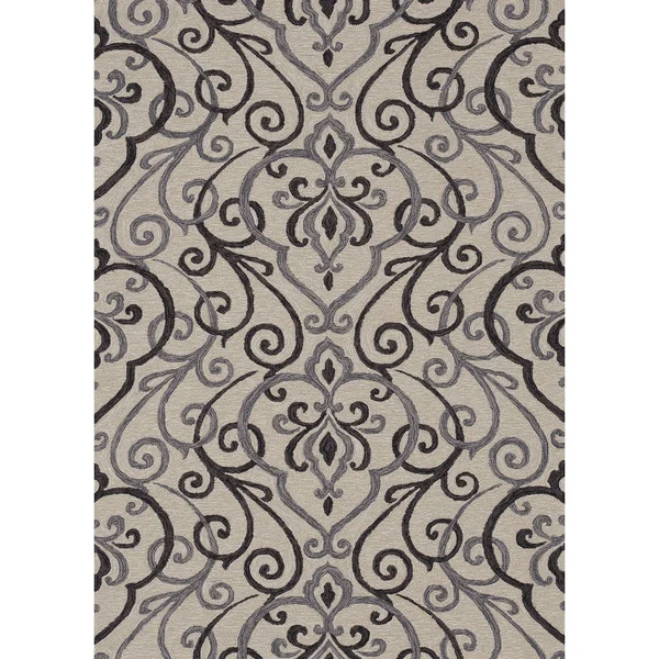 Alexander Home Valentina Hand-Hooked Traditional Area Rug - Ivory/Grey 5& x 7&6x22