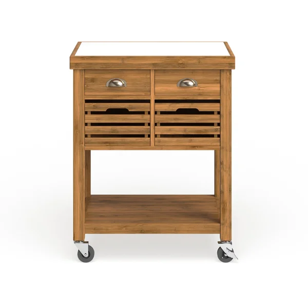 Copper Grove Hemenway Stainless Steel Top Bamboo Kitchen Cart - Brown