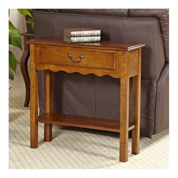 Bowery Hill Wave Console Table in Medium Oak - BH-384251