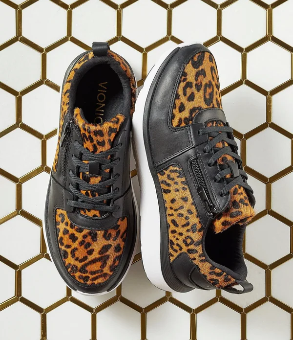 Vionic with Orthaheel Remi Leopard Women's Sneaker - Tan Size 6