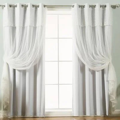 Astoria Grand Beechwood Tulle Solid Blackout Thermal Grommet Curtain Panels