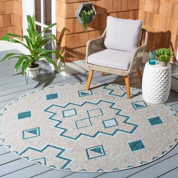 Safavieh 9& x 12& Courtyard CY8533-37212 Grey - Teal Rug
